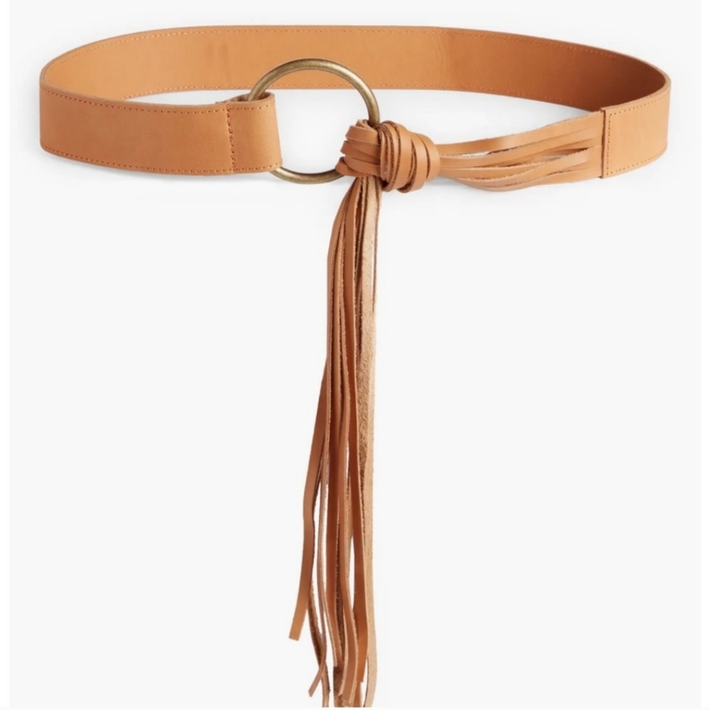ADA Esme Fringe Leather Belt - Gossamer Pink